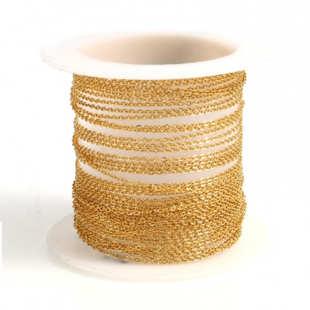 Immagine di 5 M Acciaio Inossidabile Catena a Cavo Per Risultati di Creazione di Gioielli Fai-da-te Fatti a Mano Oro Placcato 1.3x1mm