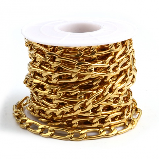 Picture of Stainless Steel 3:1 Figaro Figaro Chain Gold Plated 6mm, 5 M