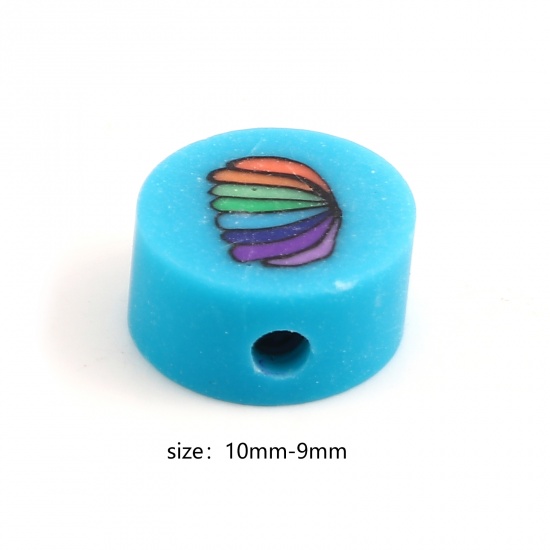 Picture of Polymer Clay Ocean Jewelry Beads Round At Random Color Star Fish Pattern About 10mm - 9mm Dia, Hole: Approx 1.9mm, 50 PCs