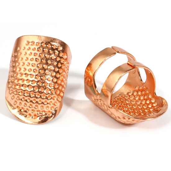 Picture of Copper Finger Thimble Rose Gold Adjustable 23mmx 16mm, 5 PCs