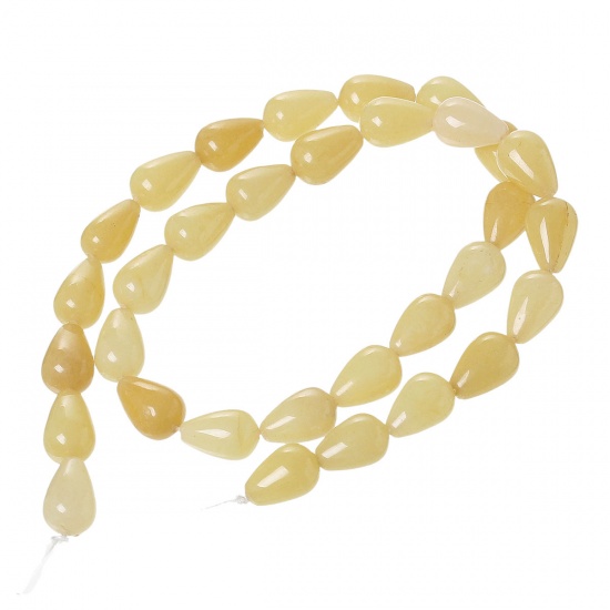 Picture of Agate (Natural & Dyed) Loose Beads Teardrop Yellow About 13mm x9mm(4/8" x 3/8") - 12mm x8mm(4/8" x 3/8"), Hole: Approx 1mm, 39.3cm(15 4/8") long, 1 Strand (Approx 32 PCs/Strand)