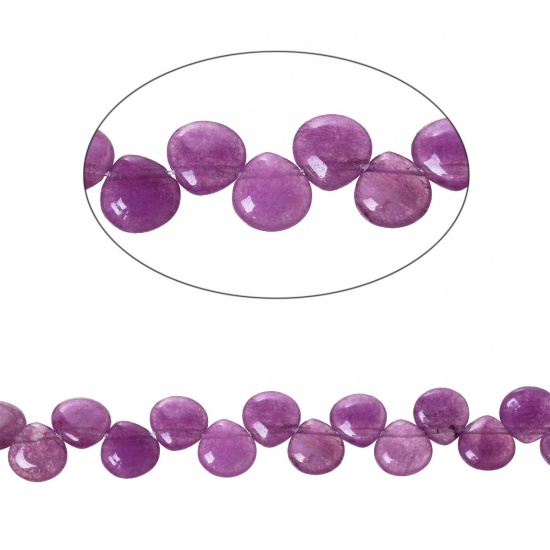 Immagine di Agata (Naturale & Tintura) Sciolto Perline Goccia Colore Viola Circa 13mm x 13mm, Foro: Circa 1.2mm, lunghezza: 35cm 1 Filo (Circa 49 Pezzi/Treccia)