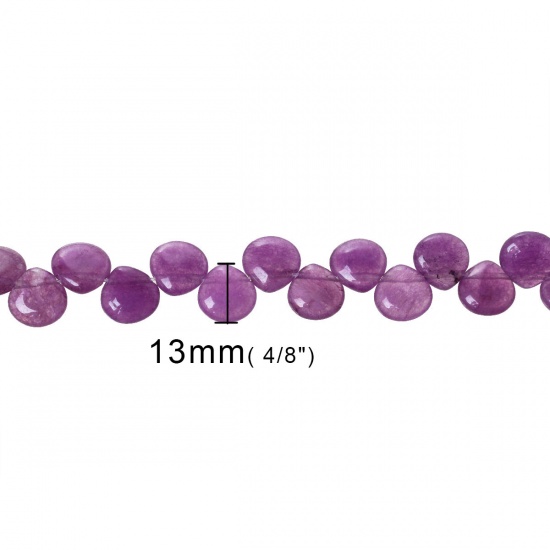 Picture of Agate (Natural & Dyed) Loose Beads Teardrop Purple About 13mm(4/8") x 13mm(4/8"), Hole: Approx 1.2mm, 35cm(13 6/8") long, 1 Strand (Approx 49 PCs/Strand)