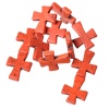 Изображение Бирюза Свободный Бусины Крест Оранжевый Трещинас узором Около 37мм x 31.0мм, Отверстие: Пример 1.6мм, 40.4см длина, 1 Нитка (Пример 11 шт / 1 нитка)