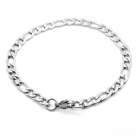 Bild von Großhandel Edelstahl 3:1 Figarokette Kette Armband, Silberfarbe Unisex Minimalistisch Geschenk Schmuckbedarf, 21cm lang, Kettengröße: 7mm, 1 Strang