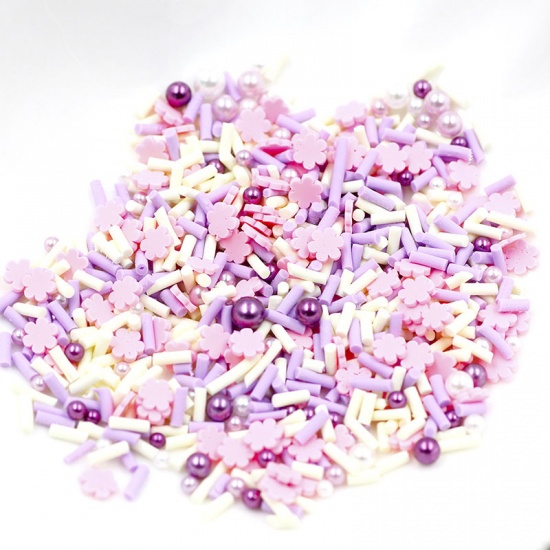Immagine di Argilla Artigianato in Resina Materiale di Riempimento Colore Viola Cuore Imitata Perla 4mm - 1mm, 1 Scatola