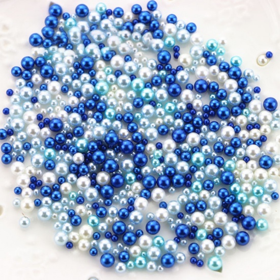 Picture of Resin Resin Jewelry Craft Filling Material Dark Blue Round Imitation Pearl 5mm - 2.5mm, 1 Bag