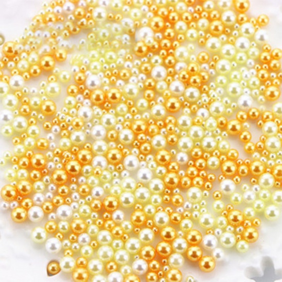 Picture of Resin Resin Jewelry Craft Filling Material Champagne Gold Round Imitation Pearl 5mm - 2.5mm, 1 Bag