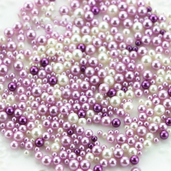 Picture of Resin Resin Jewelry Craft Filling Material Purple Round Imitation Pearl 5mm - 2.5mm, 1 Bag