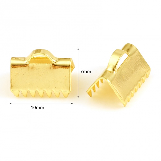 Bild von Messing Endstücke 18K Echtgold plattiert Rechteck 10mm x 7mm, 10 Stück