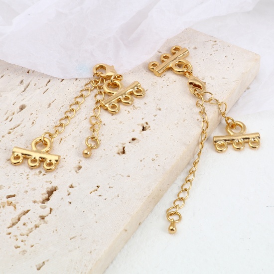 Picture of Brass Extender Chain With Chandelier Connectors 18K Real Gold Plated Drop 9.1cm, 1 Piece                                                                                                                                                                      