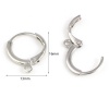Picture of Brass Hoop Earrings Real Platinum Plated Circle Ring W/ Loop 16mm x 13mm, Post/ Wire Size: (21 gauge), 6 PCs