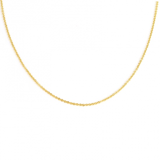 Picture of Brass Necklace Link Cable Chain 18K Real Gold Plated 47cm(18 4/8") long, 1 Piece                                                                                                                                                                              