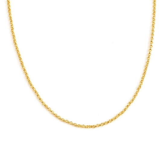 Picture of Brass Necklace Link Cable Chain 18K Real Gold Plated 46cm(18 1/8") long, 1 Piece                                                                                                                                                                              