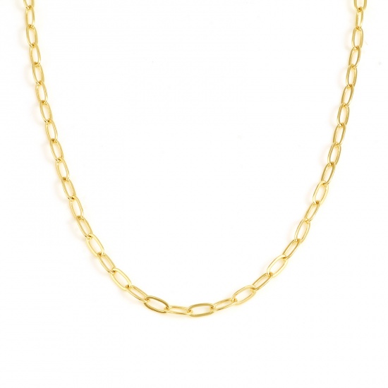 Picture of Brass Necklace Link Cable Chain 18K Real Gold Plated 41.5cm(16 3/8") long, 1 Piece                                                                                                                                                                            