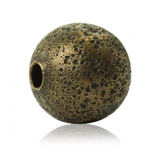 Picture of Brass Spacer Beads Round Antique Bronze About 8.0mm( 3/8") Dia, Hole:Approx 1.6mm, 100 PCs