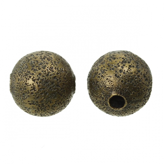 Picture of Brass Spacer Beads Round Antique Bronze About 8.0mm( 3/8") Dia, Hole:Approx 1.6mm, 100 PCs