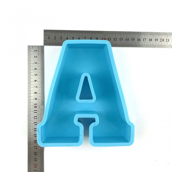 Immagine di Silicone Muffa della Resina per Gioielli Rendendo Lettera Lettere " A " Blu 16.5cm x 14cm, 1 Pz