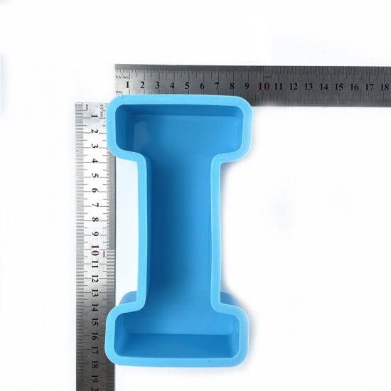 Immagine di Silicone Muffa della Resina per Gioielli Rendendo Lettera Lettere " I " Blu 16cm x 8.2cm, 1 Pz