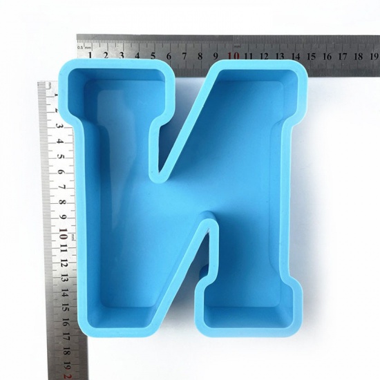 Immagine di Silicone Muffa della Resina per Gioielli Rendendo Lettera Lettere " N " Blu 16.4cm x 14.2cm, 1 Pz
