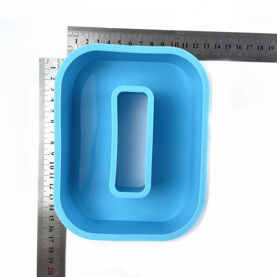 Immagine di Silicone Muffa della Resina per Gioielli Rendendo Lettera Lettere " O " Blu 16.5cm x 12.1cm, 1 Pz