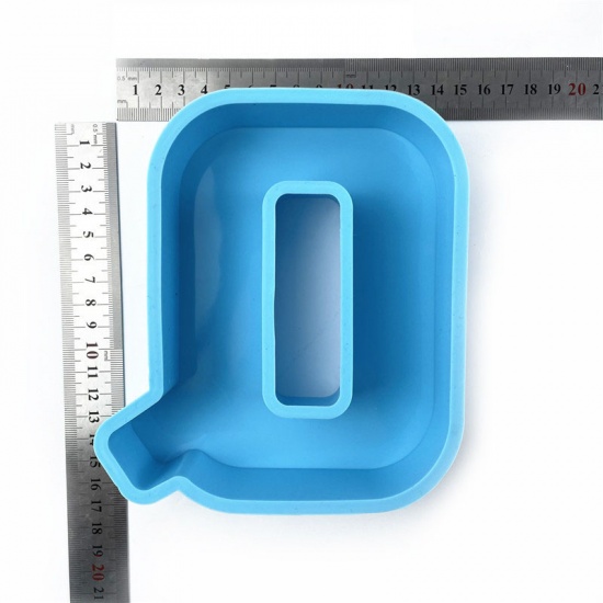 Immagine di Silicone Muffa della Resina per Gioielli Rendendo Lettera Lettere " Q " Blu 16.5cm x 14.3cm, 1 Pz