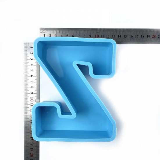 Immagine di Silicone Muffa della Resina per Gioielli Rendendo Lettera Lettere " Z " Blu 16.5cm x 13cm, 1 Pz