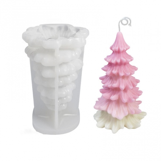 Picture of Silicone Resin Mold For Jewelry Making Aromatherapy Christmas Tree White 15.9cm x 10cm, 1 Piece