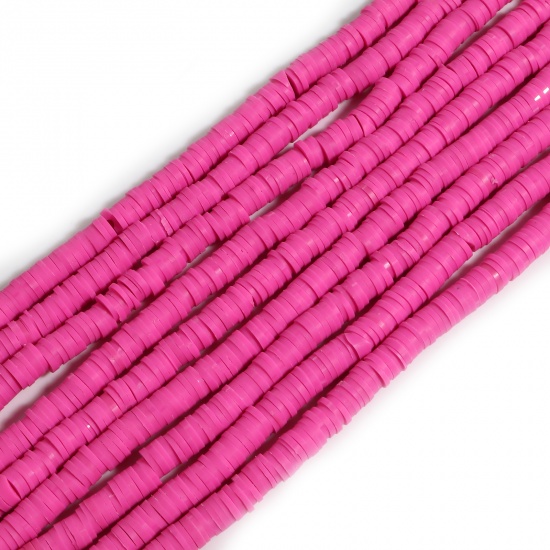 Picture of Polymer Clay Round Fuchsia About 6mm Dia, Hole: Approx 2mm, 39.5cm(15 4/8") long, 5 Strands