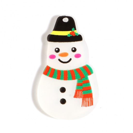 Picture of Resin Pendants Christmas Snowman Multicolor 38mm x 22mm, 10 PCs