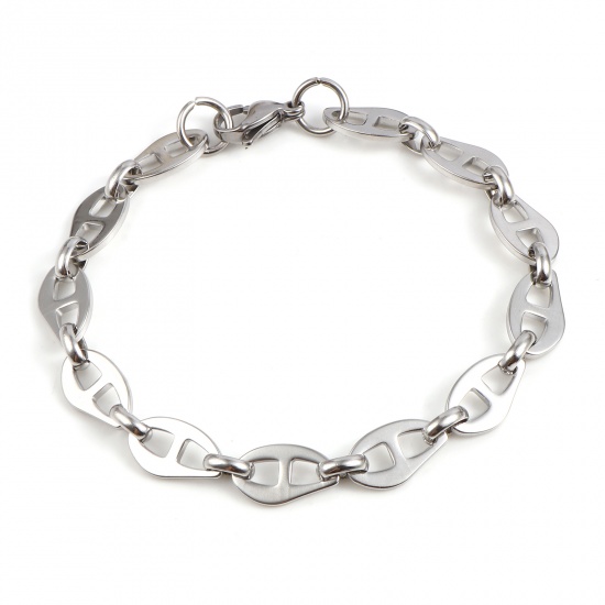 Immagine di 304 Acciaio Inossidabile Elegante Braccialetti Tono Argento Naso di Maiale 19cm Lunghezza, 1 Pz