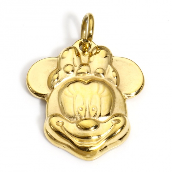 Picture of Stainless Steel Charms Mouse Animal Gold Plated 22mm x 19mm, 1 Piece