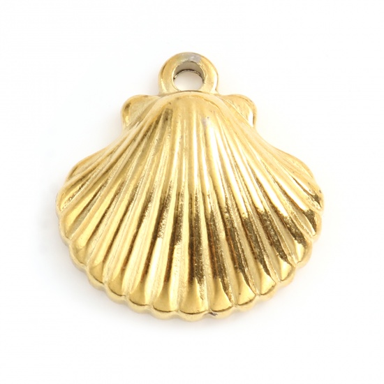 Picture of Stainless Steel Charms Scallop Gold Plated 21mm x 20mm, 1 Piece