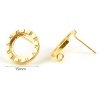 Picture of Brass Ear Post Stud Earrings 18K Real Gold Plated Round Roman Numerals W/ Loop 15mm Dia., Post/ Wire Size: (21 gauge), 2 PCs