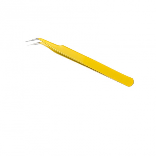 Picture of Stainless Steel DIY Tools Elbow Tweezers Yellow 12.1cm x 1cm, 1 Piece