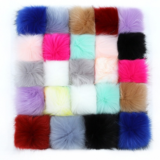 Picture of Polyester & Acrylic Pom Pom Balls With Rubber Band Multicolor Round 10cm Dia., 1 Packet ( 24PCs/Packet)