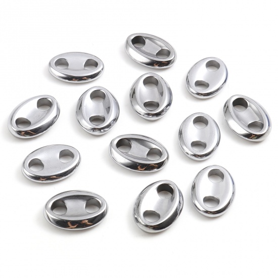 Picture of Hematite Beads Pig Nose Silver Tone About 18mm x 13mm, Hole: Approx 4.3mm, 2 PCs