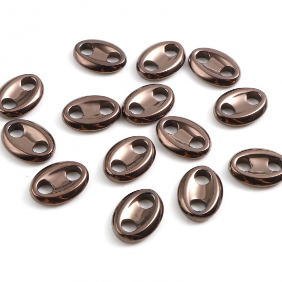 Picture of Hematite Beads Pig Nose Dark Coffee About 18mm x 13mm, Hole: Approx 4.3mm, 2 PCs