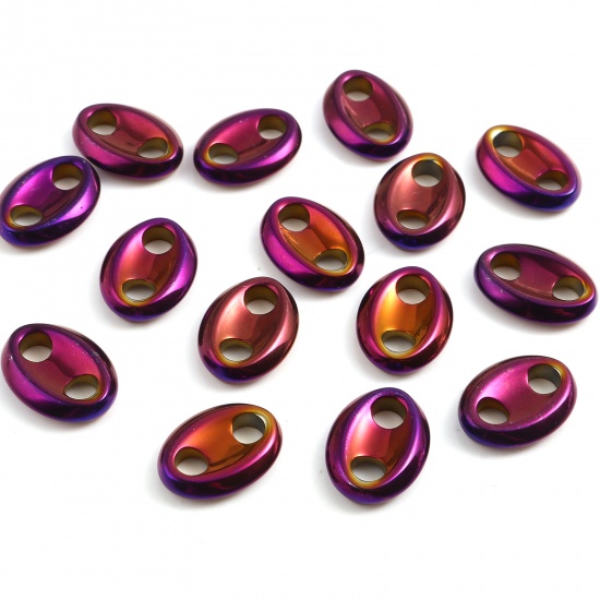 Image de Perles en Hématite Nez de Cochon Violet 18mm x 13mm, Trou: env. 4.3mm, 2 Pcs