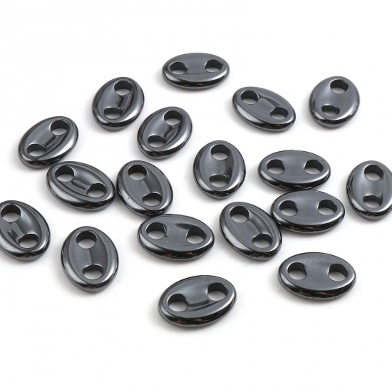 Picture of Hematite Beads Pig Nose Black About 18mm x 13mm, Hole: Approx 4.3mm, 2 PCs