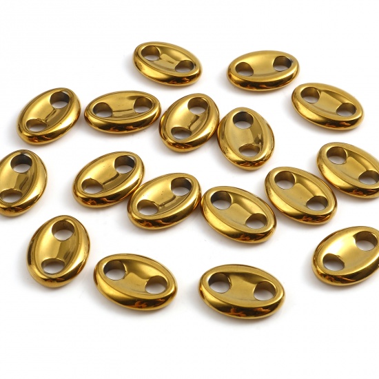 Picture of Hematite Beads Pig Nose Golden Yellow About 18mm x 13mm, Hole: Approx 4.3mm, 2 PCs