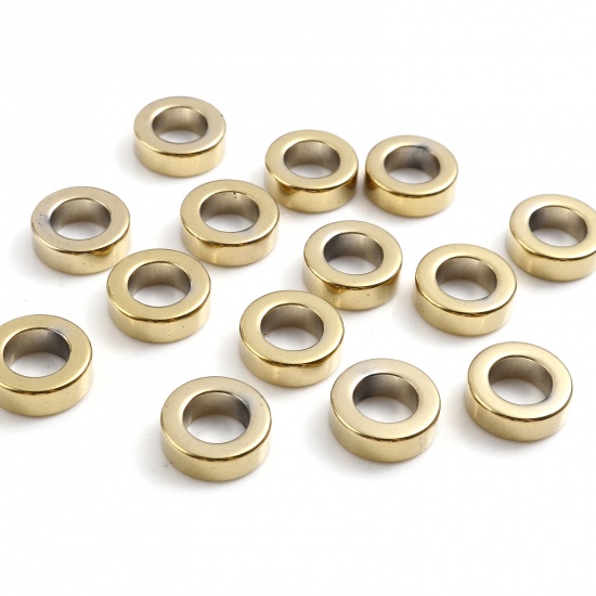Picture of Hematite Beads Circle Ring Light Gold About 12mm Dia, Hole: Approx 7.1mm, 2 PCs