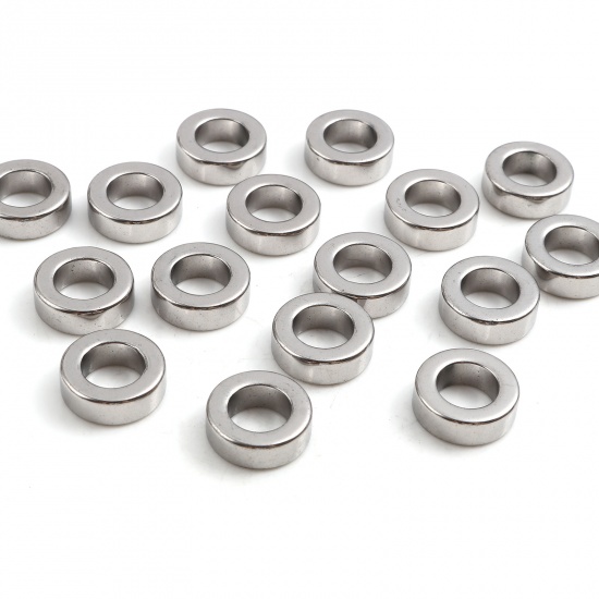 Picture of Hematite Beads Circle Ring Silver-gray About 12mm Dia, Hole: Approx 7.1mm, 2 PCs