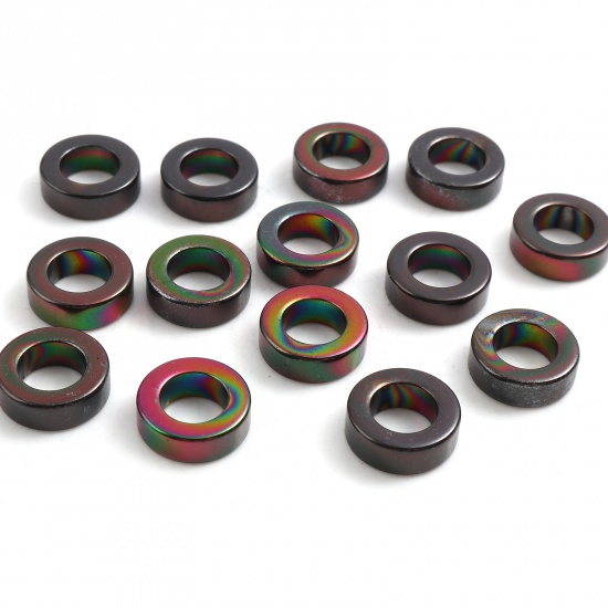 Picture of Hematite Beads Circle Ring Multicolor About 12mm Dia, Hole: Approx 7.1mm, 2 PCs