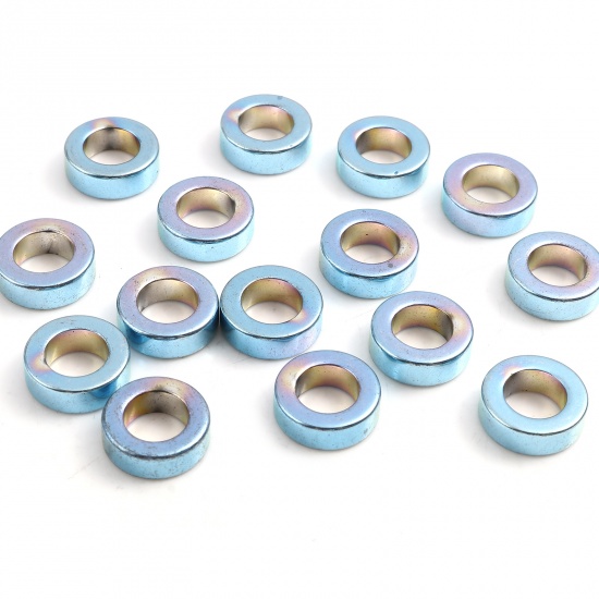 Picture of Hematite Beads Circle Ring Light Blue About 12mm Dia, Hole: Approx 7.1mm, 2 PCs