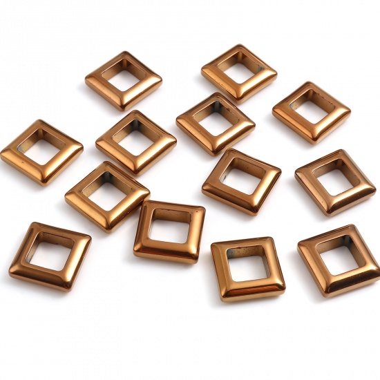 Picture of Hematite Beads Square Golden Brown About 14mm x 14mm, Hole: Approx 8mm, 2 PCs