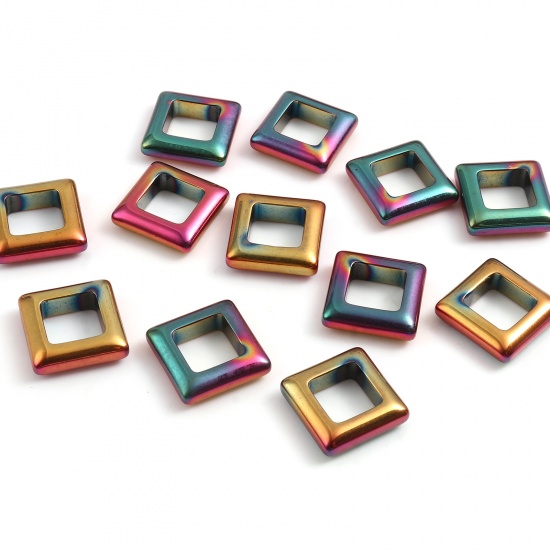 Picture of Hematite Beads Square Multicolor About 14mm x 14mm, Hole: Approx 8mm, 2 PCs