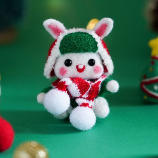 Immagine di Feltro Natale Accessori artigianali in feltro di lana per infeltrimento ad ago Coniglio Multicolore 3cm, 1 Serie
