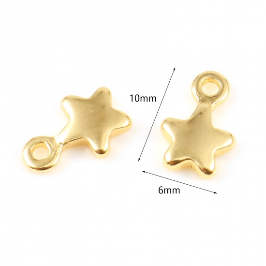 Picture of Brass Galaxy Charms Star 18K Real Gold Plated 10mm x 6mm, 10 PCs                                                                                                                                                                                              