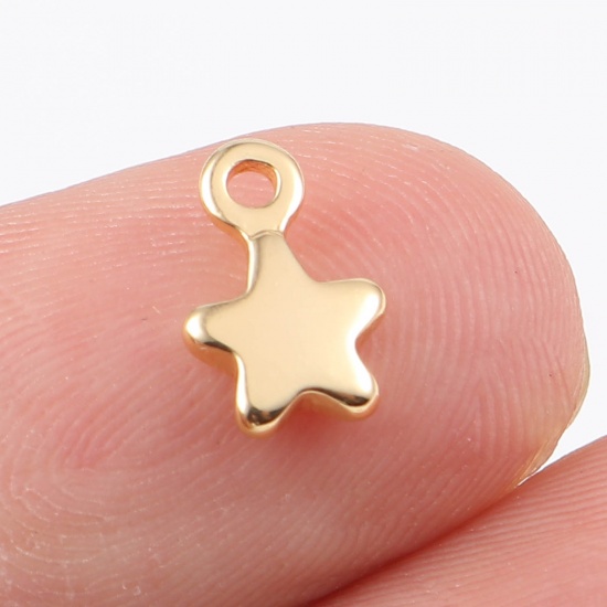 Picture of Brass Galaxy Charms Star 18K Real Gold Plated 10mm x 6mm, 10 PCs                                                                                                                                                                                              